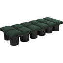 Meridian Pavilion Green Boucle Fabric Bench IMAGE 5