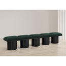  Color_Green/ Black Finish -- Pavilion Green Boucle Fabric Upholstered 5 pc Modular Bench IMAGE 2