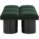 Meridian Pavilion Green Boucle Fabric Bench IMAGE 4