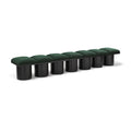  Color_Green/ Black Finish -- Pavilion Green Boucle Fabric Upholstered 7 pc Modular Bench IMAGE 1