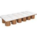  Meridian Pavilion Cream Boucle Fabric Upholstered 12 pc Modular Bench IMAGE 5