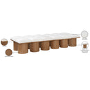  Meridian Pavilion Cream Boucle Fabric Upholstered 12 pc Modular Bench IMAGE 8