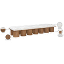  Meridian Pavilion Cream Boucle Fabric Upholstered 14 pc Modular Bench IMAGE 8