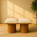 Meridian Pavilion Cream Boucle Fabric Bench IMAGE 2