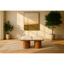  Meridian Pavilion Cream Boucle Fabric Upholstered 2 pc Modular Bench IMAGE 2