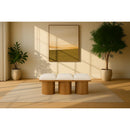 Meridian Pavilion Cream Boucle Fabric Bench IMAGE 2