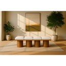  Meridian Pavilion Cream Boucle Fabric Upholstered 4 pc Modular Bench IMAGE 2