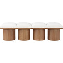  Meridian Pavilion Cream Boucle Fabric Upholstered 4 pc Modular Bench IMAGE 3