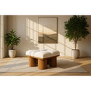 Meridian Pavilion Cream Boucle Fabric Bench IMAGE 2