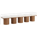  Meridian Pavilion Cream Boucle Fabric Upholstered 5 pc Modular Bench IMAGE 7