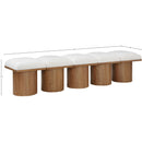  Meridian Pavilion Cream Boucle Fabric Upholstered 5 pc Modular Bench IMAGE 6