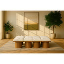Meridian Pavilion Cream Boucle Fabric Bench IMAGE 2