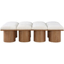  Meridian Pavilion Cream Boucle Fabric Upholstered 8 pc Modular Bench IMAGE 3