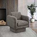  Manufacturer Color_Grey -- Alessandra Grey Chenille Fabric Upholstered Swivel Accent Chair IMAGE 2