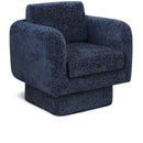 Meridian Alessandra Navy Chenille Fabric Swivel Accent Chair IMAGE 1