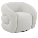  Manufacturer Color_Cream -- Roxbury Cream Boucle Fabric Upholstered Swivel Accent Chair IMAGE 1