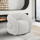  Manufacturer Color_Cream -- Roxbury Cream Boucle Fabric Upholstered Swivel Accent Chair IMAGE 2