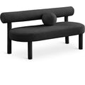  Color_Black -- Meridian Parlor Boucle Fabric Upholstered Bench IMAGE 1