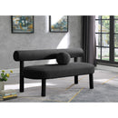  Color_Black -- Meridian Parlor Boucle Fabric Upholstered Bench IMAGE 2