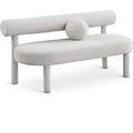  Color_Cream -- Parlor Cream Boucle Fabric Upholstered Bench IMAGE 1