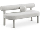 Meridian Parlor Cream Boucle Fabric Bench IMAGE 1