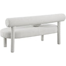  Color_Cream -- Parlor Cream Boucle Fabric Upholstered Bench IMAGE 4