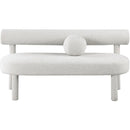  Color_Cream -- Parlor Cream Boucle Fabric Upholstered Bench IMAGE 5