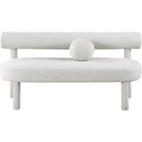 Meridian Parlor Cream Boucle Fabric Bench IMAGE 5