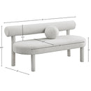  Color_Cream -- Parlor Cream Boucle Fabric Upholstered Bench IMAGE 8