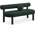  Color_Green -- Parlor Green Boucle Fabric Upholstered Bench IMAGE 1