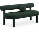  Color_Green -- Parlor Green Boucle Fabric Upholstered Bench IMAGE 1