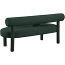  Color_Green -- Parlor Green Boucle Fabric Upholstered Bench IMAGE 4