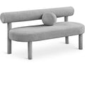  Color_Grey -- Parlor Grey Boucle Fabric Upholstered Bench IMAGE 1