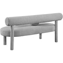  Color_Grey -- Parlor Grey Boucle Fabric Upholstered Bench IMAGE 4