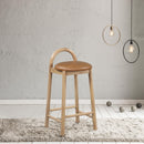  Color_Cognac/ Natural -- Calvin Cognac Vegan Leather Upholstered Counter Stool IMAGE 2