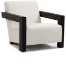  Meridian Ward Cream Linen Textured Fabric Upholstered Accent Chair IMAGE 1