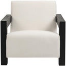  Meridian Ward Cream Linen Textured Fabric Upholstered Accent Chair IMAGE 4