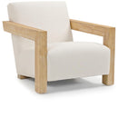  Meridian Ward Cream Linen Textured Fabric Upholstered Accent Chair IMAGE 1