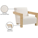  Meridian Ward Cream Linen Textured Fabric Upholstered Accent Chair IMAGE 8