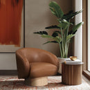  Manufacturer Color_Cognac -- Gibson Cognac Vegan Leather Upholstered Swivel Accent Chair IMAGE 2