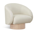Meridian Gibson Cream Vegan Leather Swivel Accent Chair IMAGE 1