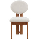  Color_Cream/ Walnut -- Napa Cream Boucle Fabric Upholstered Dining Chair IMAGE 4