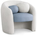 Meridian Acadia Blue Vegan Leather / Cream Boucle Fabric Accent Chair IMAGE 1