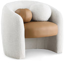  Manufacturer Color_Cognac -- Acadia Cognac Boucle Fabric And Vegan Leather Upholstered Accent Chair IMAGE 1