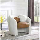  Manufacturer Color_Cognac -- Acadia Cognac Boucle Fabric And Vegan Leather Upholstered Accent Chair IMAGE 2