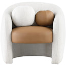  Manufacturer Color_Cognac -- Acadia Cognac Boucle Fabric And Vegan Leather Upholstered Accent Chair IMAGE 5