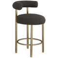  Color_Brown -- Bordeaux Brown Boucle Fabric Upholstered Counter Stool IMAGE 1
