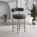 Meridian Bordeaux Brown Boucle Fabric Stool IMAGE 2