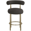  Color_Brown -- Bordeaux Brown Boucle Fabric Upholstered Counter Stool IMAGE 4