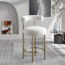  Color_Cream -- Bordeaux Cream Boucle Fabric Upholstered Counter Stool IMAGE 2